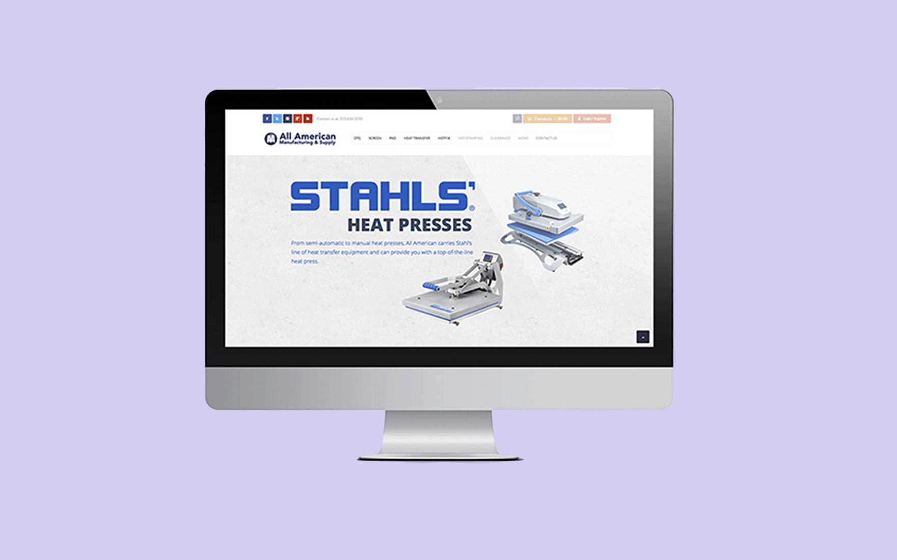 Design of a website homepage in desktop view