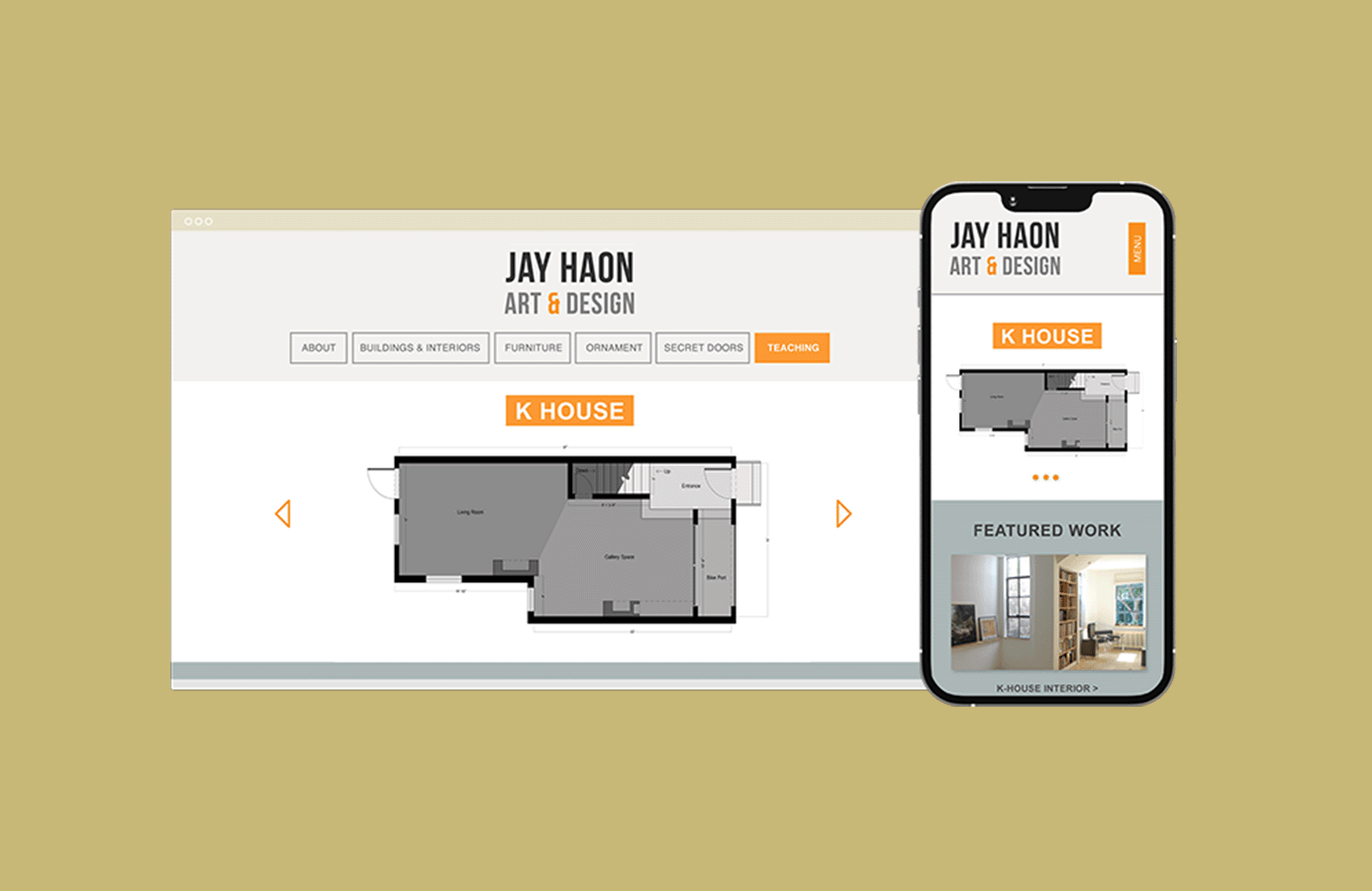 Portfolio website preview on desktop and mobile devices