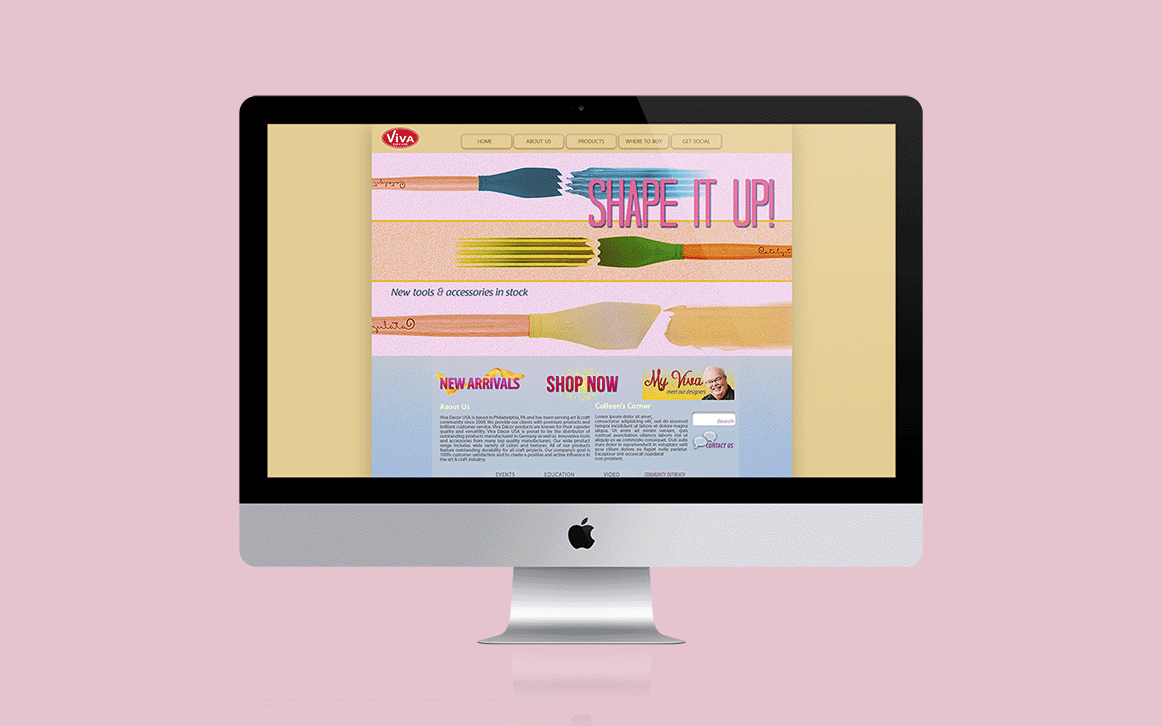 Design mock up of a website homepage