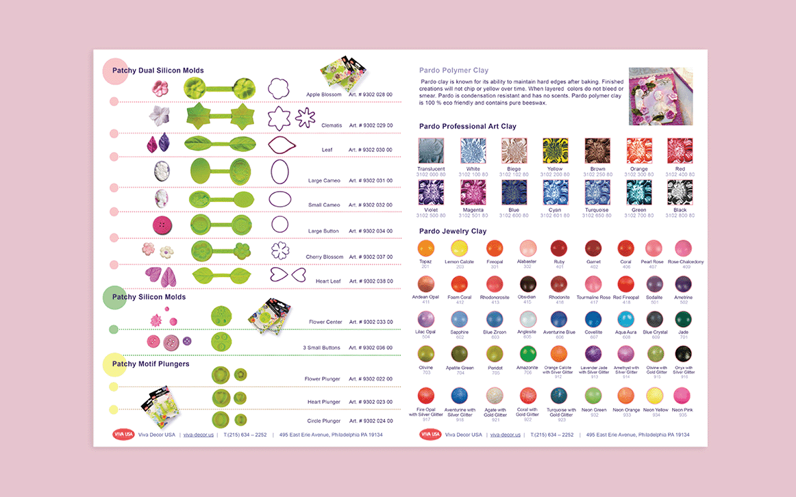 Design mock up of a crafting product catalog