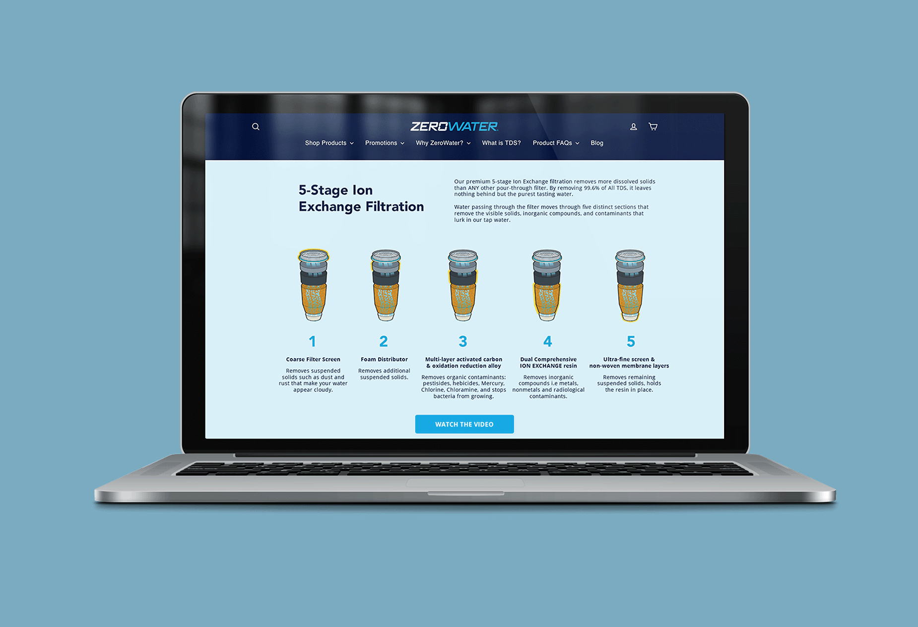 Design of a web landing page in desktop view